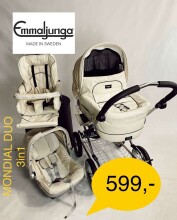 Emmaljunga Mondial Duo Combi Beige Leatherette Bērnu rati 2 vienā